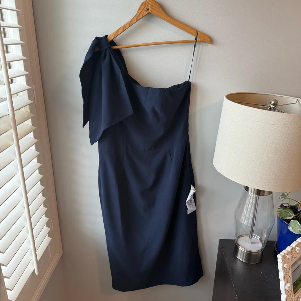 Dress The Population Tiffany One-Shoulder Navy‎ Dress NWT
